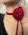 Jedwabna róża choker na szyję czerwony Giove.png