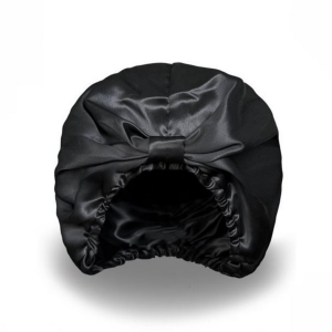Jedwabny turban do włosów - Czarny